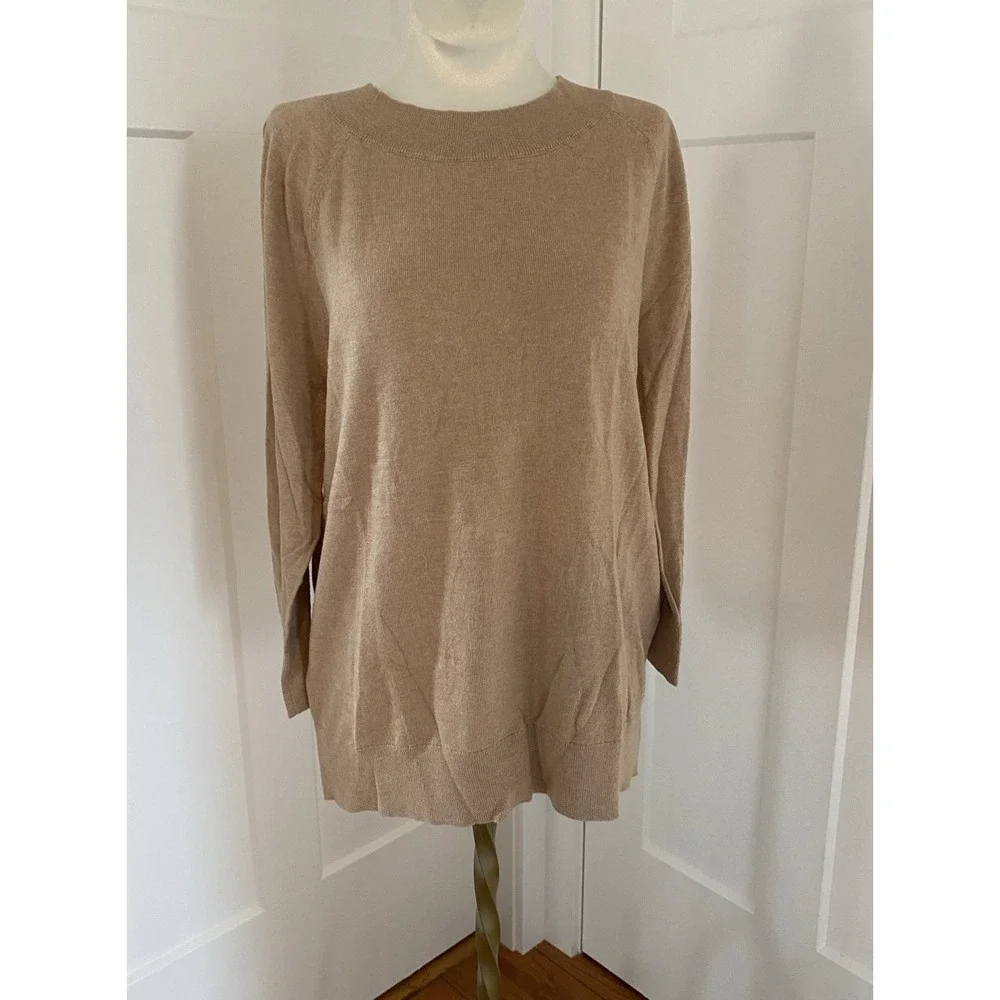 Loft NWT Cotton Blend Lightweight Sweater Tan Size Medium